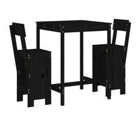 vidaXL Garden Bar Set Outdoor Bar Table & 2 Stools, 3-Piece Solid Wood Pine, Black, 82.5x82.5x110cm