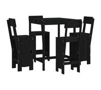 vidaXL 5 Piece Garden Bar Set Black Solid Wood Pine, Black