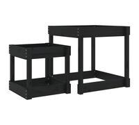 (black pine) vidaXL Sand Tables Sandpit and Water Table Play Table 2 pcs Solid Wood Pine