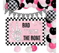 Black Pink 2nd Birthday Party Decorations Bad Two The Bone Party Decorations Music Themed Decorations for Skeleton Rock and Roll Birthday Parties