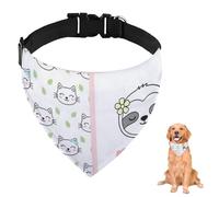 Black Pink Cat Sloth Dog Bandana With Adjustable Strap D Ring Dog Neckerchief Pet Bibs Triangle Cat Scarf Clothing& Accessories for Dogs Puppy Dogs Cats Decor Machine Washable