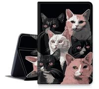 Black Pink Cats Case for Samsung Galaxy Tab A9 8.7 inch 2023(SM-X110/X115/X117), Multiple Viewing Angles Protective Smart Cover with Auto Sleep Wake Feature for Samsung Galaxy Tab A9