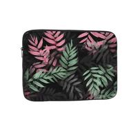 Black Pink Green Leaves Laptop Case 15 inch, Shockproof Protective Computer Sleeve Cover Water Resistant Laptop Bag Carrying Tablet Cover Briefcase Handbags Gifts for Men Women