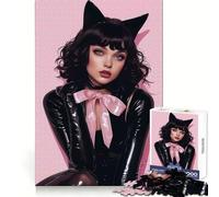 Black Pink Kitty 1000 Piece Jigsaw Puzzles Brain Capacity Leisure Pleasure Secure Lock Birthday Present (38X26CM)
