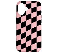 Black Pink Pastel Checkerboard Wave Case for iPhone 16