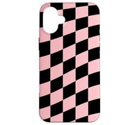 Black Pink Pastel Checkerboard Wave Case for iPhone 16 Plus