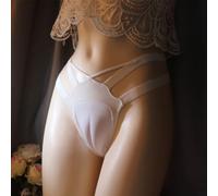 Black Pink White Gaff Briefs for Men Hiding(White)