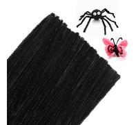 Black Pipe Cleaners for Craft, 100pcs Long Crafting Chenille Stems (30 cm x 8 mm) for DIY, Arts, Decoration Halloween Xmas NewYear Birthday Anniversary Parties