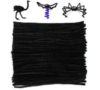 Black Pipe Cleaners for Craft, 200PCS Long Crafting Pipe Cleaners for Halloween Craft, 6mm Chenille Stem for DIY, 30cm Pipe Cleaners for Halloween Project Decoration