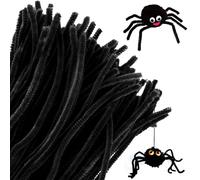 Black Pipe Cleaners for Craft, 30cm Long Halloween Craft Pipe Cleaners, Pipecleaners, Chenille Stems Pipe Cleaners for Kids Halloween Xmas Craft - 100 Pcs