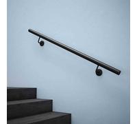 Black Pipe Stair Handrail, 2ft 3ft 4ft 5ft 6ft 7ft 10ft Staircase Banister Railing for Indoor Steps, Wall-Mounted Metal Iron Hand Rail, Security Baluster(2.6ft/80cm)