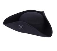 Black Pirate Hat for Adults Men and Women Tricorn Costume Hat