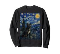 Black Pitbull Dog Van Gogh Starry Night Sweatshirt
