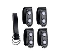 Black Plain Duty Belt Keeper with Double Snaps(Set of 4) +1 Strong Metal Key Keeper(1 Pack) (Black Plain Outer Snap)