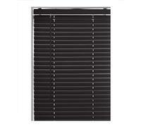 Black Plain PVC venetian Blind - Width 135cm x Drop 150cm - 25mm Horizontal Slats - Easy Fit Trimmable fitting with Tilt control Wand Mechanism