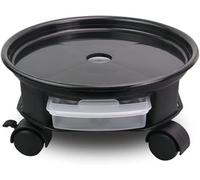 Black Plant Caddy with Caster Wheels & Water Container - 11.8in Round Movable Planter Trolley for Indoor/Outdoor Trees & Flowers - Durable Plant Stand Tray