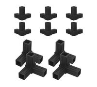 Black Plastic 3 Way Square Tube Connector 10pcs for 20mm Shelving | 90 Degree Corner Fitting, Reusable Precise Joints for Greenhouse Frames, Canopy Structures, Garage Storage and Indoor