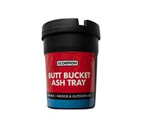 Black Plastic Butt Bucket Ashtray (8 cm) 1 Piece - Durable, Internal Storage Compartment, Perfect for Both Indoor & Outdoor Use