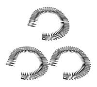 Black Plastic Circle Tooth Headband 3 Pack Spring Hair Comb