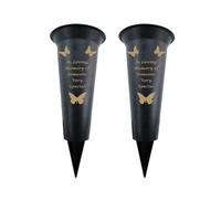 Black Plastic Flower Holders/Memorial Grave Vases Ornaments - Butterfly Spike Grave Flower Vases with Funeral Verses for Your Loved Ones - Pack of 2 (Someone Special - Pack of 2)
