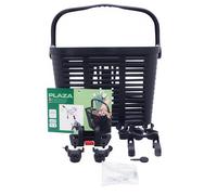 Black plastic front basket with handle, 60mm attachment system with clips (with