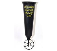 Black Plastic Grave Vase In Loving Memory of a Dear Dad
