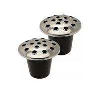 Black Plastic Grave Vase with Lid - Memorial Flower Holder for Headstones, Cemetery Vase for Artificial & Fresh Flowers | Weatherproof Grave Flower Pot for Marble or Stone Memorials - (2, Silver-Top)