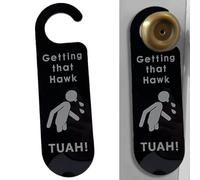 Black Plastic Hawk Tuah Door Hanger for Indoor Decor - Humorous Viral Design, Fits Most Standard Door Handles, Ideal for Parties, Bachelorett