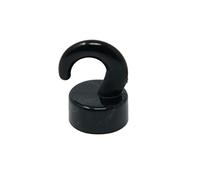 Black Plastic Mini Magnetic Hooks for Fridge, Office, Whiteboard, Noticeboard, Filing Cabinet - 12mm Dia x 20mm Tall - 1kg Pull - Pack of 10
