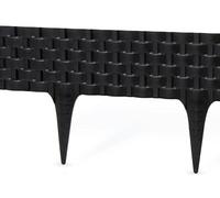 Black Plastic Palisade Lawn Border With Rattan Texture, 3-Pack 2.4M Total Length, 200mm Height