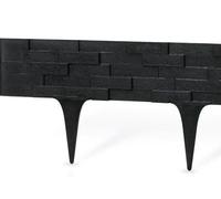 Black Plastic Palisade Lawn Border With Slate Texture, Flexible 2.38M Pack (3 Sections)