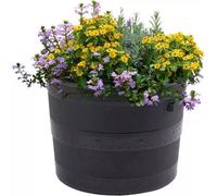 Black Plastic Planter Plant Pot Tub Garden Patio Blacksmith Barrel Out Or Indoor 37Cm (20Litre)