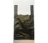 Black Plastic Polythene Vest Style Carrier Bags - Supermarket Size 11 x 17 x 21" Shopping Gift Boutique Cash N Carry Market Stall (2000)