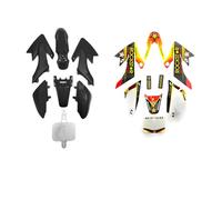 Black Plastic Set With Stickers Graphics Decals Compatible Replacement With CRF50 Pit Bike 50cc 110cc 125cc