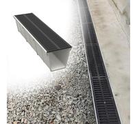 Black Plastic Trench Dr SystemEasy Install Channel Dr Kit for Yard Garden Driveway & ConcreteEfficient Water Management Solution