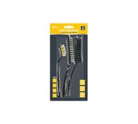 Black Plastic Wire Brushes Set (3 Pieces) - Assorted Bristle Types & Head Lengths, Ideal for Removing Stubborn Dirt, Old Paint & Rust