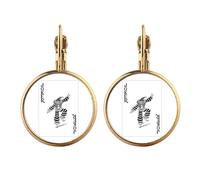 black playing cards pattern Gold Clip On Drop Earrings Non Piercing Dangle Jewelry