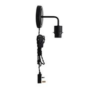 Black Plug in Wall Light or Reading Bedside Lamp, Inline On/Off Switch, 3 Pin, Fitting Only