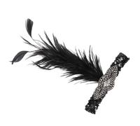 Black Plume Headband with Crystal Rhinestones 1920s Costume | Easy to Wear, Vintage Elegant Look for Evening Party and Banquet, Ladies Hair Accessory