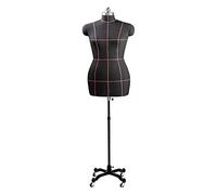 Black Plus Size Female Sewing Mannequin, with Wheels,Styrofoam Standing Clothing Half Mannequin Torso, Manikin Dress Form, Adjustable Height, Black-XS