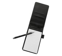Black Pocket Notepad Notebook with Metal Pen and 50 Lined Pages, Pu Cover Small Note Pad for Organizing Notes and Prioritizing, Convenient Office and Travel Memo Pad