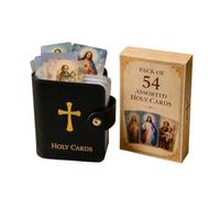 Black Pocket Prayer Card Catholic Faux Leather Holy Card Holder with Snap