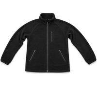 Black Polar Grid Fleece Jacket Full Zip | Lightweight Thermal Waffle Fleece Mid Layer with Chest & Hand Pockets | Outdoor Hiking Camping Bushcraft Fishing Workwear Tactical Style Jacket
