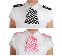BLACK POLICE WPC EPAULETTES AND CHECKERED SCARF SET GREAT FOR COPS AND ROBBERS FANCY DRESS PARTY ACCESSORY