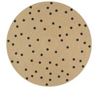 (black polka dot, 120 cm) vidaXL Handmade Rug Jute with White Print Floor Carpet Area Rug Floor Mat