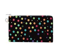 Black Polka Dot Background Coin Purse Coin Pouch with Zipper for Men Women Portable Change Wallet Canvas Coin Bag