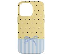 Black Polka Dot Butter Yellow Cute Coquette Bow Blue Striped Case for iPhone 14 Pro Max