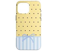Black Polka Dot Butter Yellow Cute Coquette Bow Blue Striped Case for iPhone 16 Pro Max