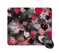 Black Polka Dot Heart Mouse Pad Square Laptop Mouse Mat Cute Computer Mousepad Keyboard Pad Non-Slip Desk Pads for Gaming Office Work Home 25 * 30cm