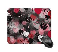 Black Polka Dot Heart Mouse Pad Square Laptop Mouse Mat Cute Computer Mousepad Keyboard Pad Non-Slip Desk Pads for Gaming Office Work Home 20 * 25cm